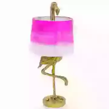 Flamingo Table Lamp with Pink and White Shade